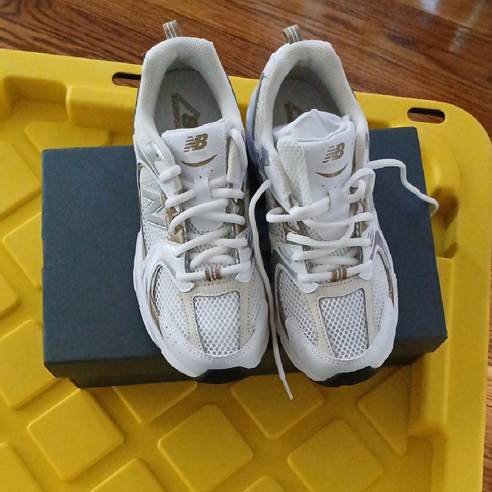 New Balance Kids Cream and White Sneakers